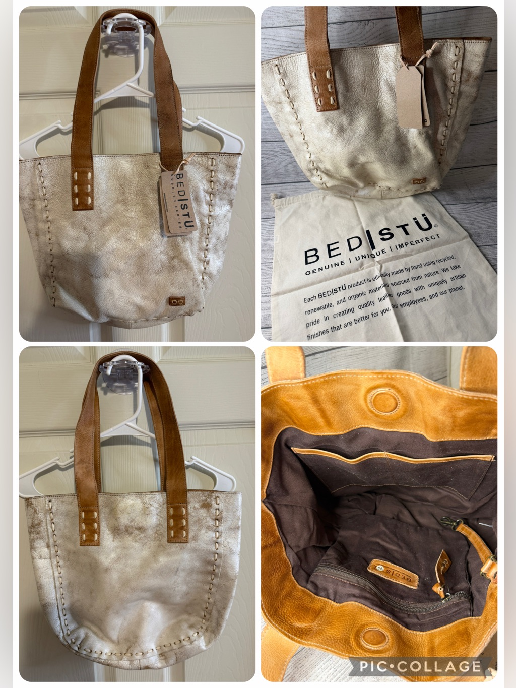 Bed:Stu Stevie Tote Bag, Full Grain Vegetable-Tanned Leather, 12.5" X 12" X 4